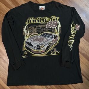 Vintage Dale Jarrett Black NASCAR Racing Graphic Long Sleeve Shirt UPS 88
